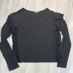💚5/$25💚 Z Supply Adele Black w/ Hints Of Silver Sparkle Ruffle Top Sz M